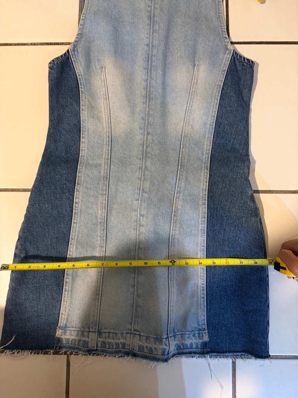 Zara Two-Tone Denim Mini Dress in Light Blue and Dark Blue - Picture 7 of 7